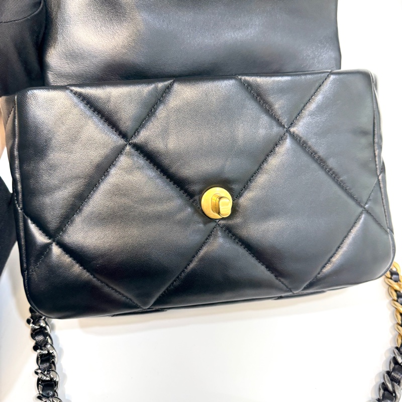 🖤香奈兒19 chanel黑金油蠟羊皮19bag小號26cm AS1160-18