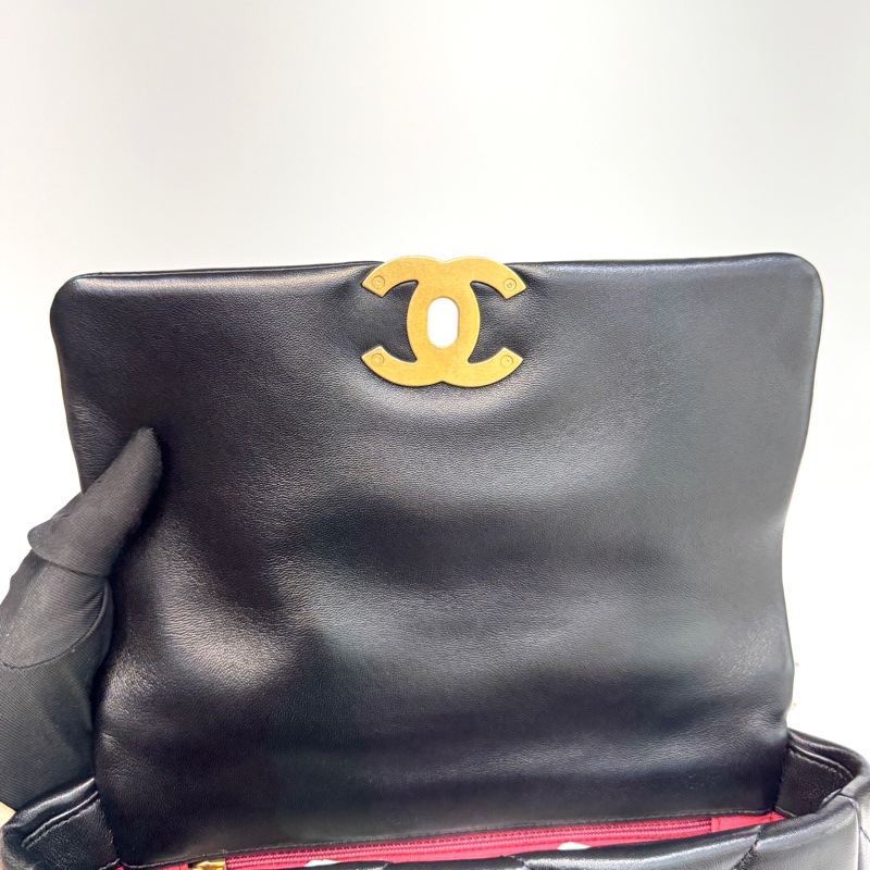 🖤香奈兒19 chanel黑金油蠟羊皮19bag小號26cm AS1160-21