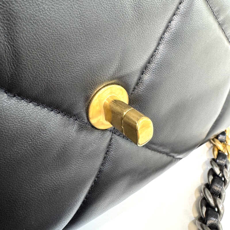 🖤香奈兒19 chanel黑金油蠟羊皮19bag小號26cm AS1160-23