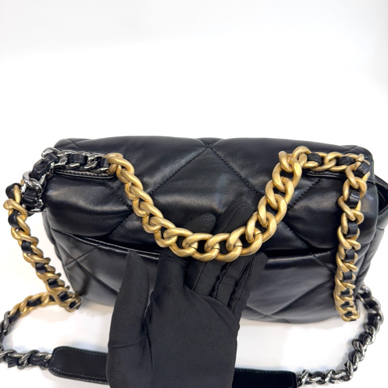 🖤香奈兒19 chanel黑金油蠟羊皮19bag小號26cm AS1160-24