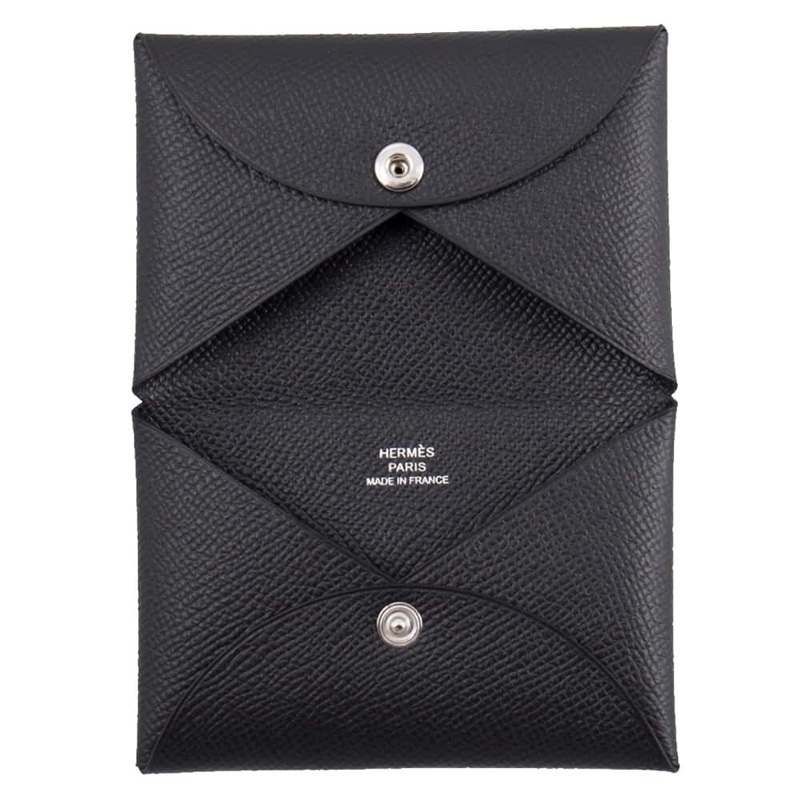 Hermes 愛馬仕 Calvi 卡夾/卡包/黑銀款/全新美品-0