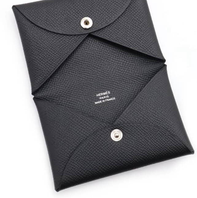 Hermes 愛馬仕 Calvi 卡夾/卡包/黑銀款/全新美品-1