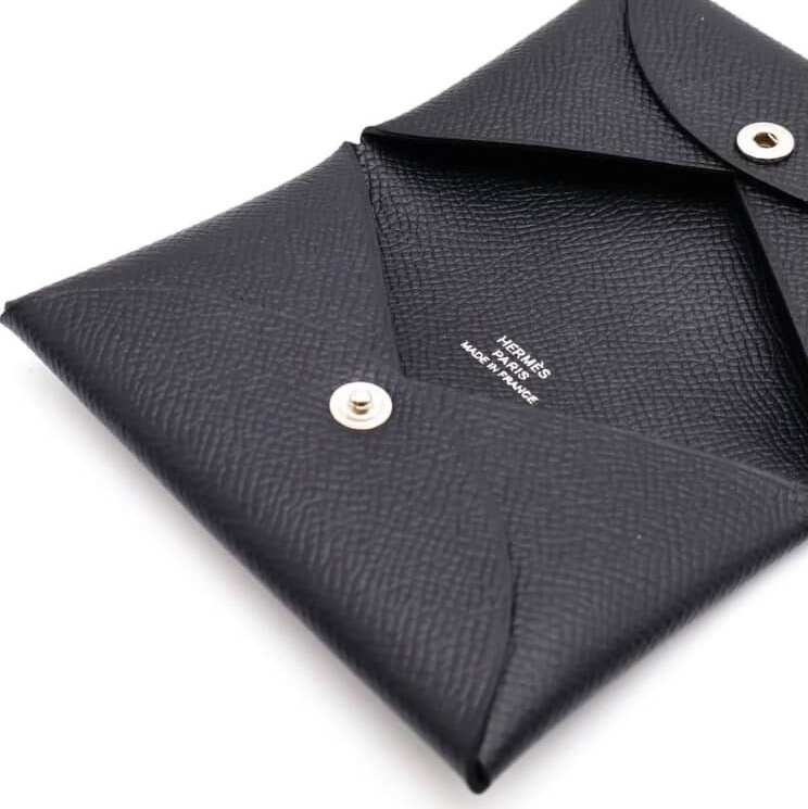 Hermes 愛馬仕 Calvi 卡夾/卡包/黑銀款/全新美品-3