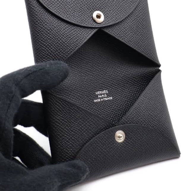 Hermes 愛馬仕 Calvi 卡夾/卡包/黑銀款/全新美品-4
