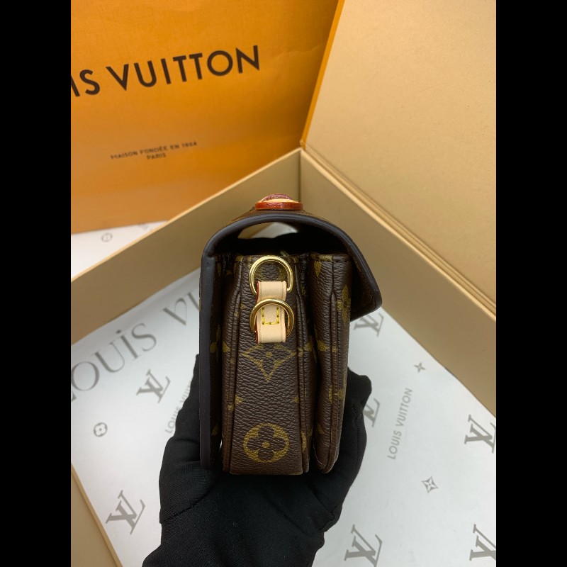 LV  新款老花小郵差 自帶一根鏈條-4