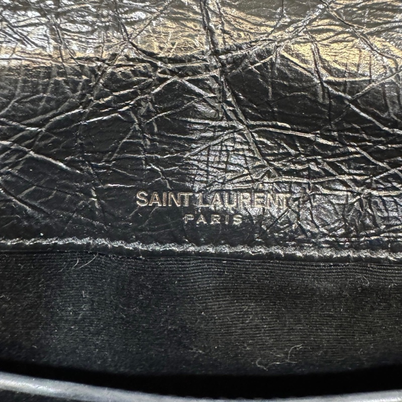 YSL 黑色黑釦揉製牛皮復古銀鍊NIKI BABY 6331580-25