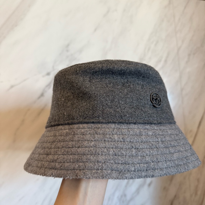 RUSLAN BAGINSKIY 毛鬚邊凸圈字毛料漁夫帽-1