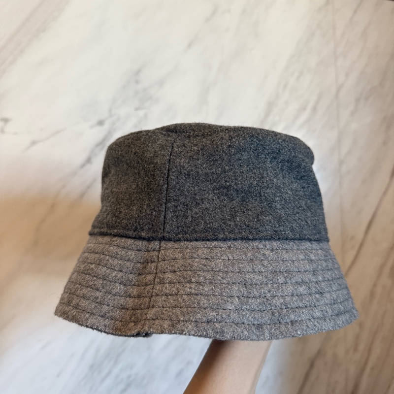 RUSLAN BAGINSKIY 毛鬚邊凸圈字毛料漁夫帽-2