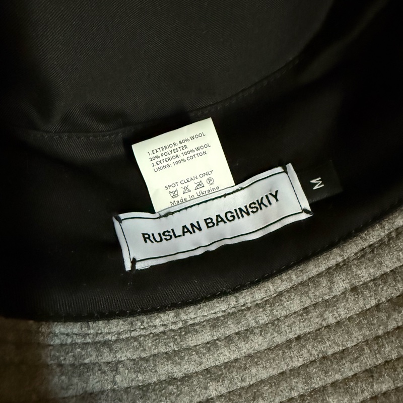 RUSLAN BAGINSKIY 毛鬚邊凸圈字毛料漁夫帽-3