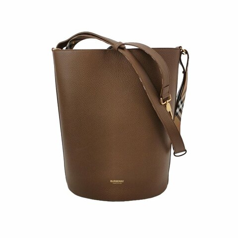 Burberry牛皮純色字母Logo單肩包