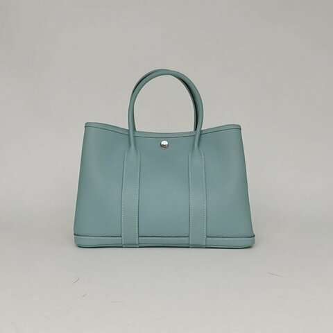 HERMES GardenParty花園包307G天青色NEGONA皮Y刻銀扣肩背包