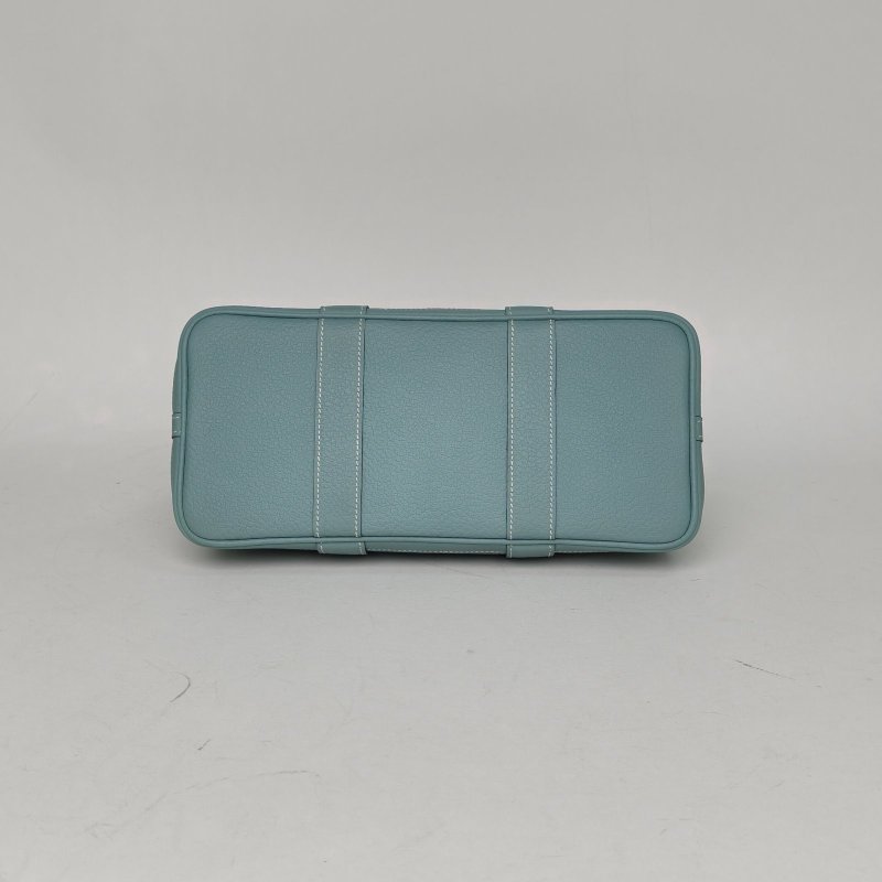 HERMES GardenParty花園包307G天青色NEGONA皮Y刻銀扣肩背包-4