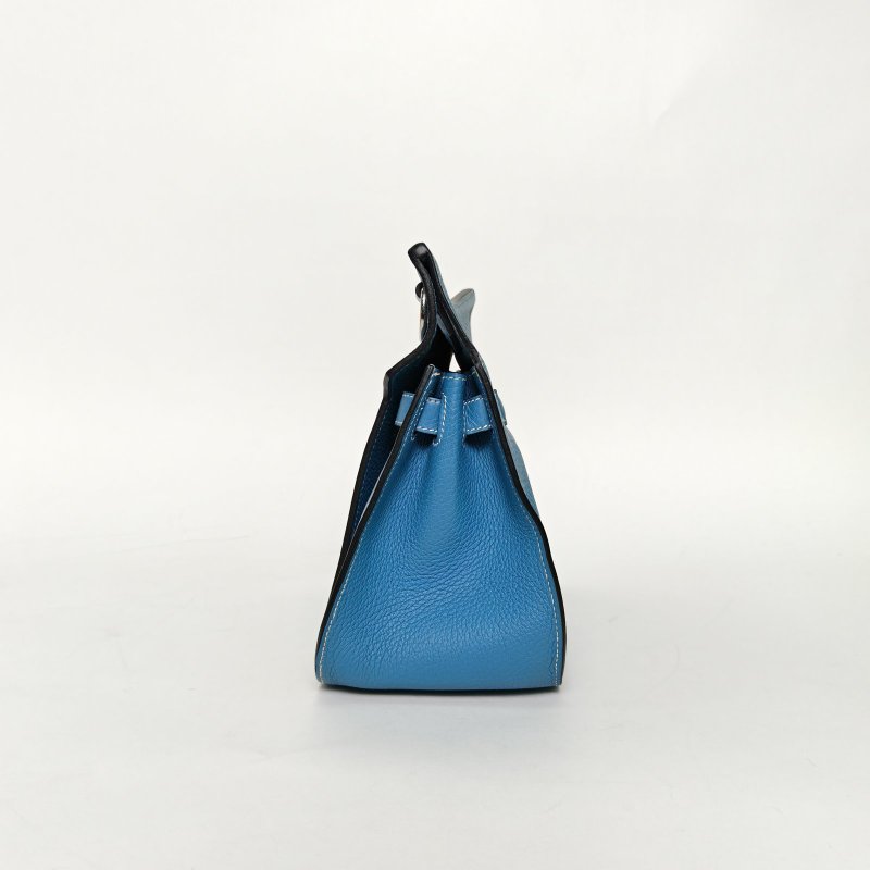 HERMES 吉普賽Jypsiere2875牛仔藍TC皮框N銀扣肩背包-1