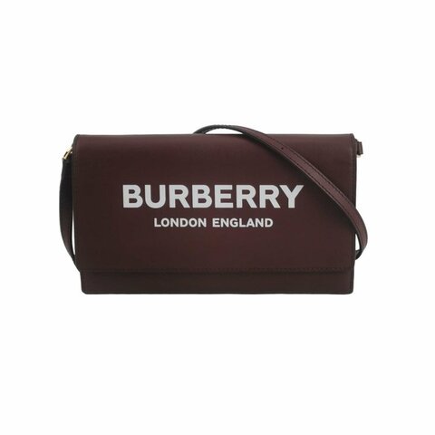 Burberry Hazelmere牛皮純色字母logo斜挎包單肩包