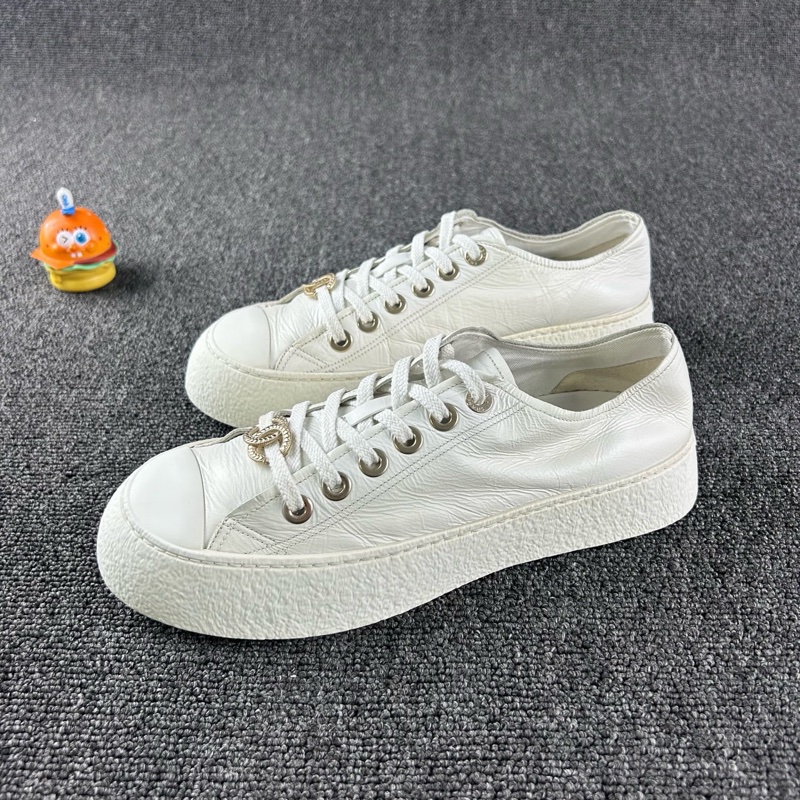 Chanel 98新 香奈兒24p厚底油蠟皮大頭鞋 尺碼:39-0