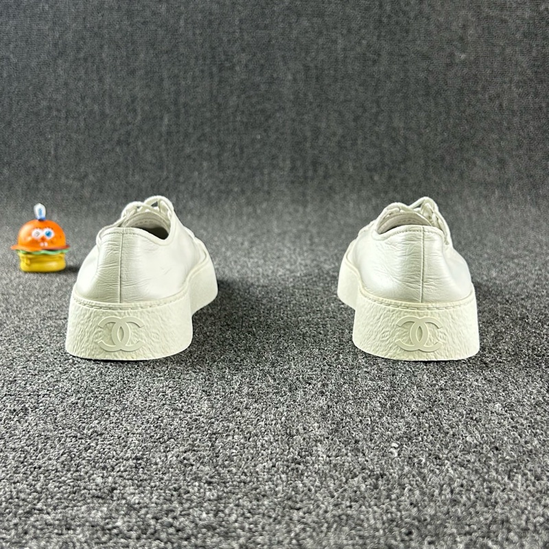 Chanel 98新 香奈兒24p厚底油蠟皮大頭鞋 尺碼:39-4