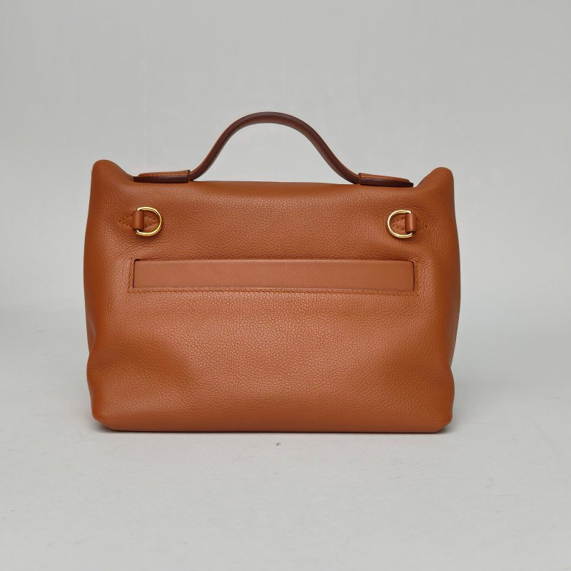 HERMES 2424Mini21Z刻37金棕色EC皮金扣肩背包-2