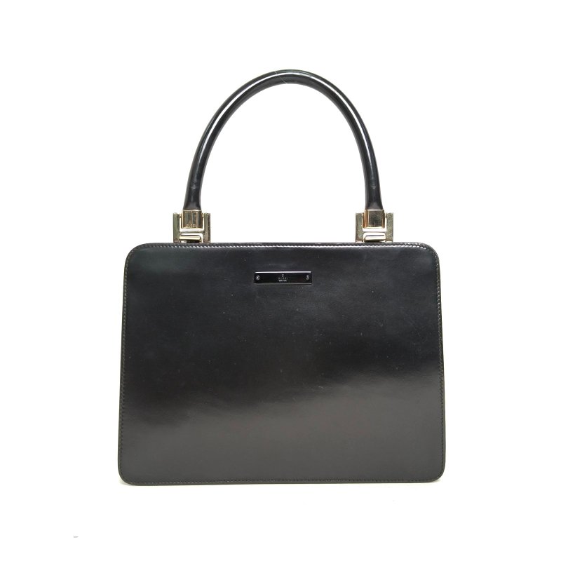 GUCCI 黑色牛皮淺金扣中古手提包肩背包-0