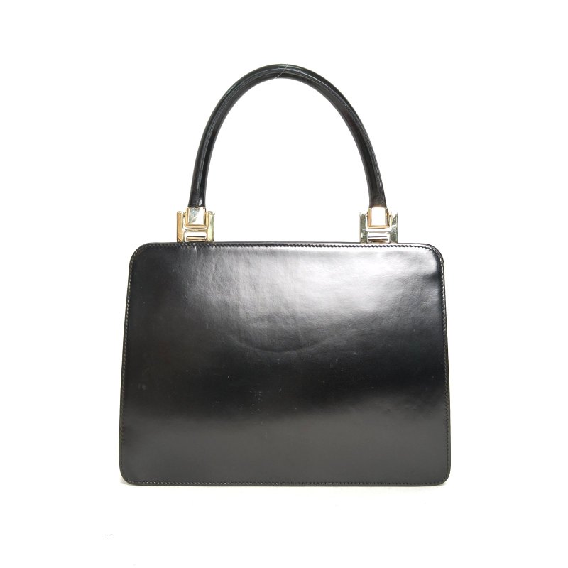 GUCCI 黑色牛皮淺金扣中古手提包肩背包-2