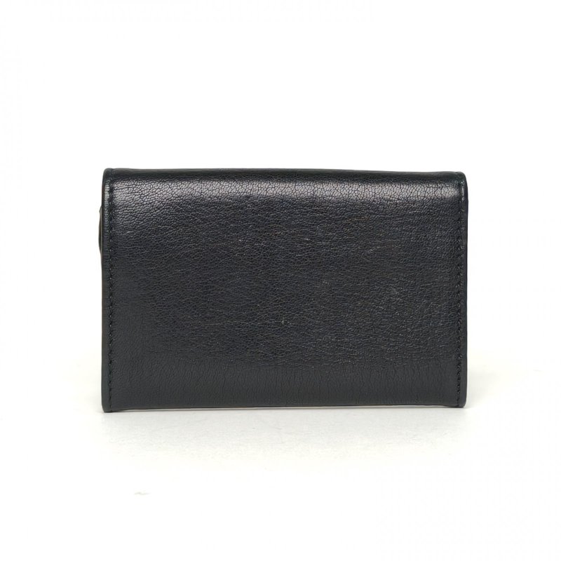 CHANEL 黑色羊皮23開銀扣卡包肩背包-2