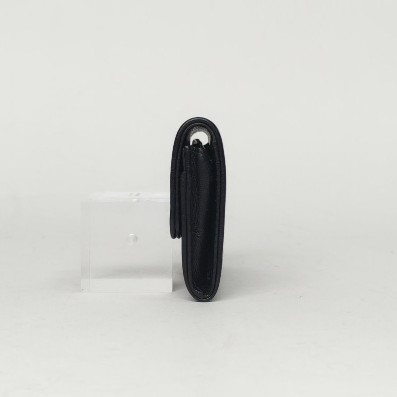 CHANEL 黑色羊皮23開銀扣卡包肩背包-3