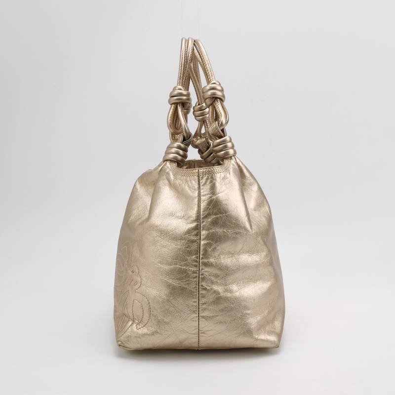 Loewe牛皮純色Logo印花手提包-3