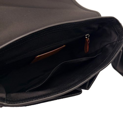 【全新】COACH C LOGO織布/牛皮男款掀蓋斜背郵差包(黑)-4