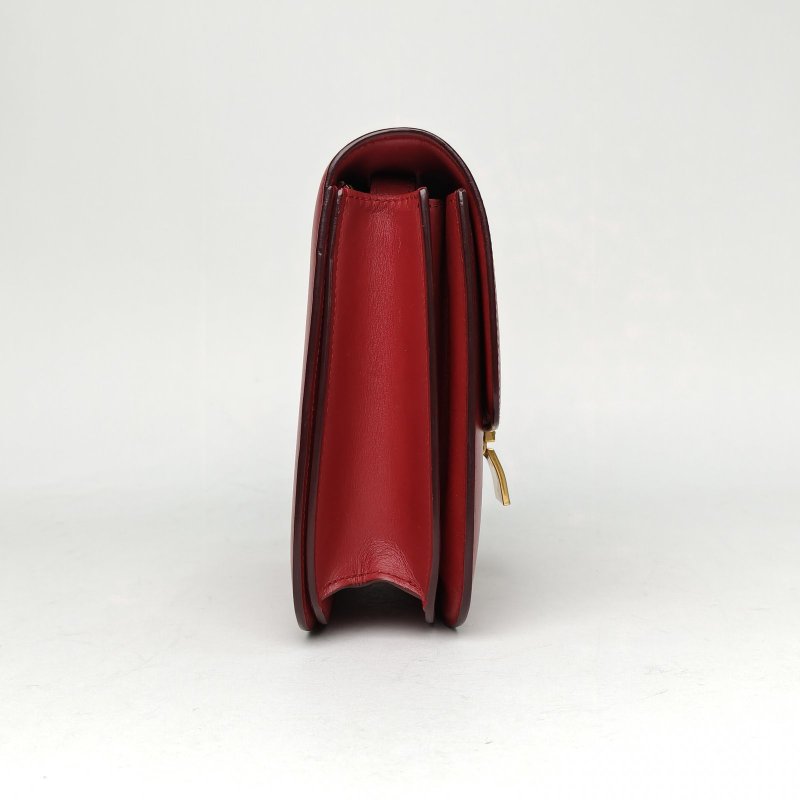 CELINE ClassicBox中號紅色牛皮金扣肩背包-3