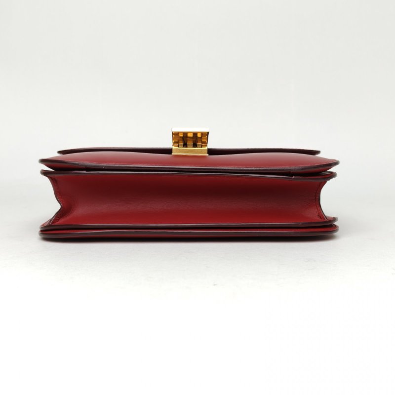 CELINE ClassicBox中號紅色牛皮金扣肩背包-4