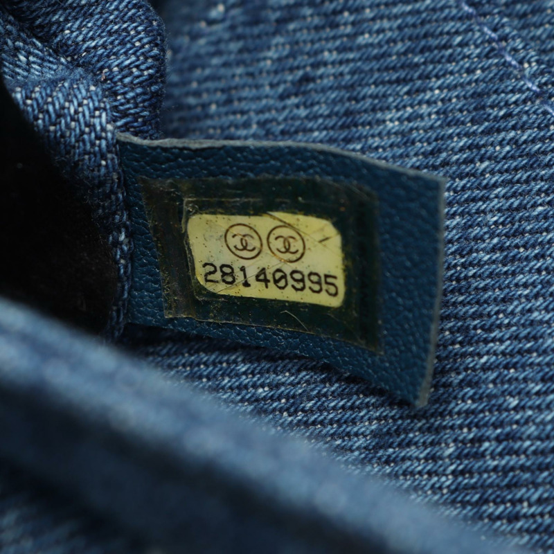 香奈兒埃及系列單背包 AS0875 牛仔布 Mouton 海軍藍白色 二手 女士 GHW-4