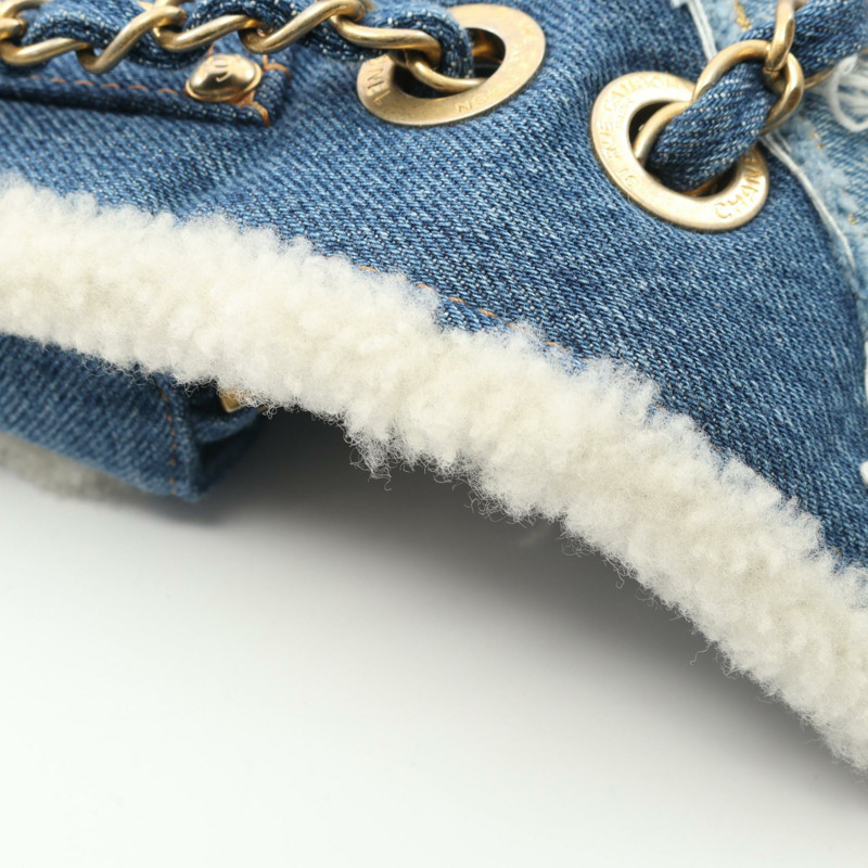 香奈兒埃及系列單背包 AS0875 牛仔布 Mouton 海軍藍白色 二手 女士 GHW-5