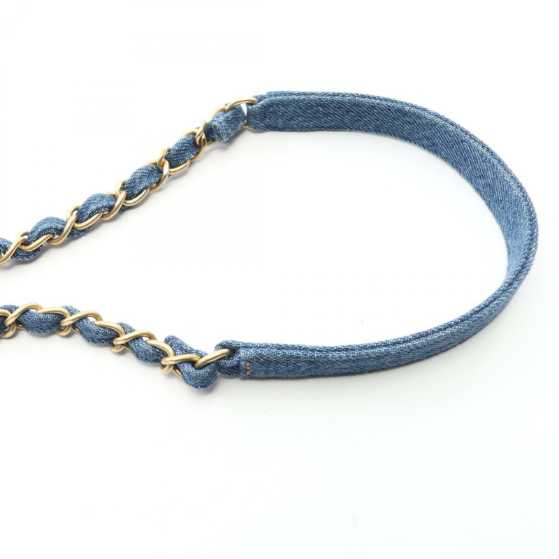 香奈兒埃及系列單背包 AS0875 牛仔布 Mouton 海軍藍白色 二手 女士 GHW-6