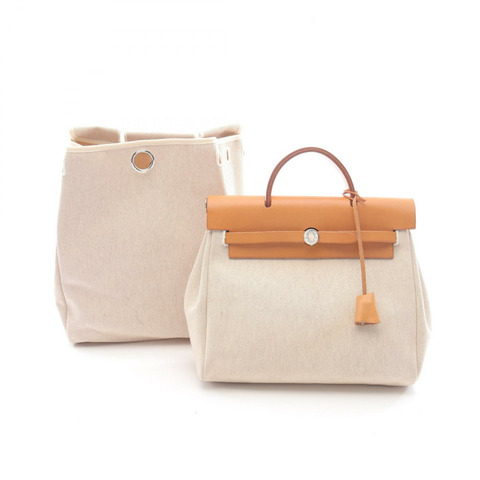 愛馬仕 Herbag a Dos PM 雙肩背包 C Hunter Toile H 自然色二手 SHW