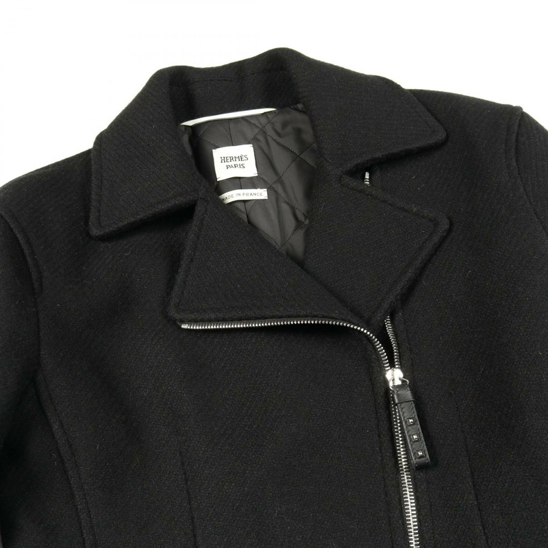 愛馬仕 (HERMES) 34 號騎士夾克，黑色羊絨款，二手女款-4