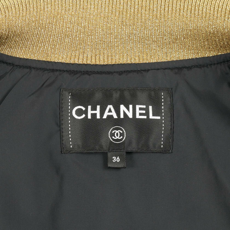 香奈兒菱格紋羽絨外套 #36 P57120V43068 尼龍 黑色 金色 二手 女款-2