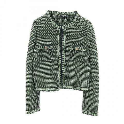 香奈兒 COCO 標誌紐扣針織外套斜紋軟呢開襟衫 #38 P70487K10067 羊絨