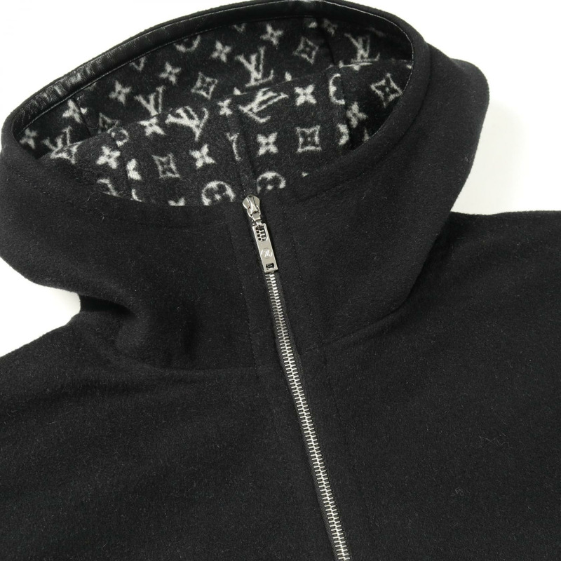 路易威登 Monogram 羊毛真絲連帽斗篷 黑色 #34 二手女款-7