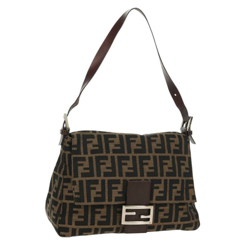FENDI Zucca帆布Mamma Baguette單肩包 黑色 棕色 銀色 正品 130801V