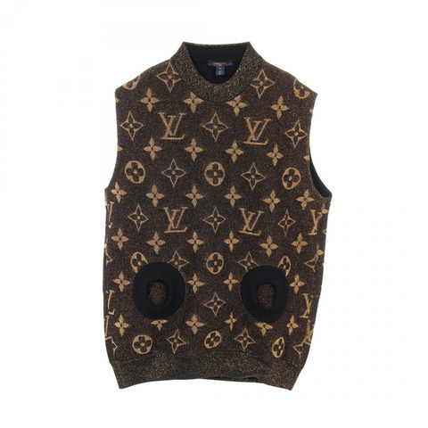 路易威登 Monogram 針織背心 RW221W IS5 FMKW01 羊毛尼龍 黑色 金色 #XS