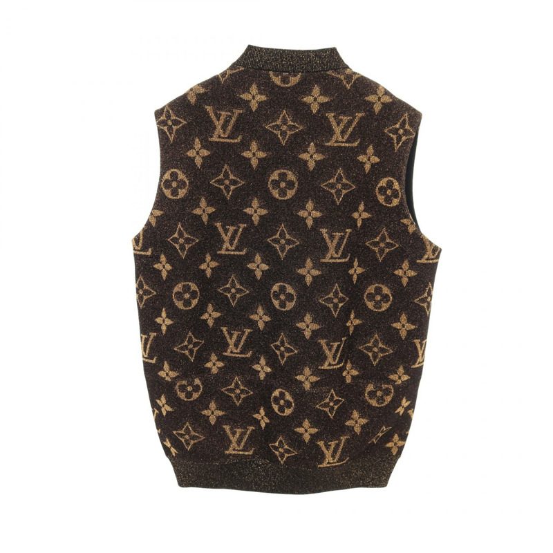 路易威登 Monogram 針織背心 RW221W IS5 FMKW01 羊毛尼龍 黑色 金色 #XS-1
