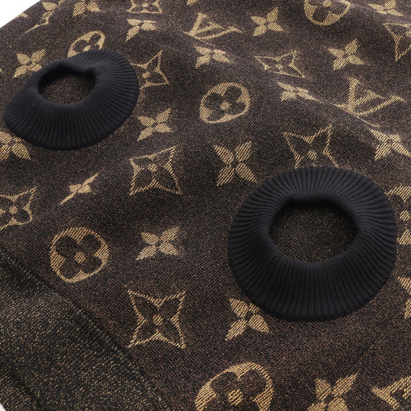 路易威登 Monogram 針織背心 RW221W IS5 FMKW01 羊毛尼龍 黑色 金色 #XS-4