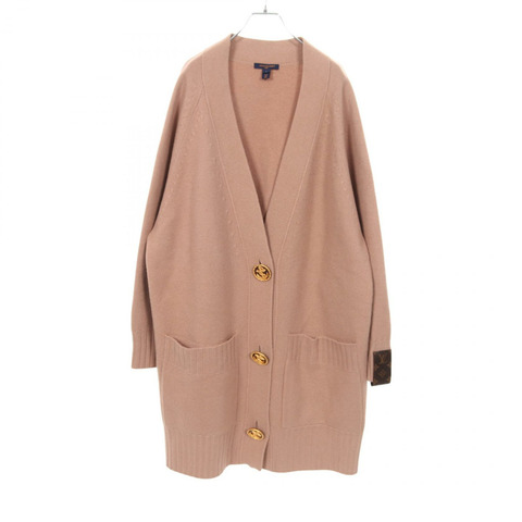 路易威登 Monogram 羊毛棉質開襟羊毛衫，粉紅色，L 碼，二手女款