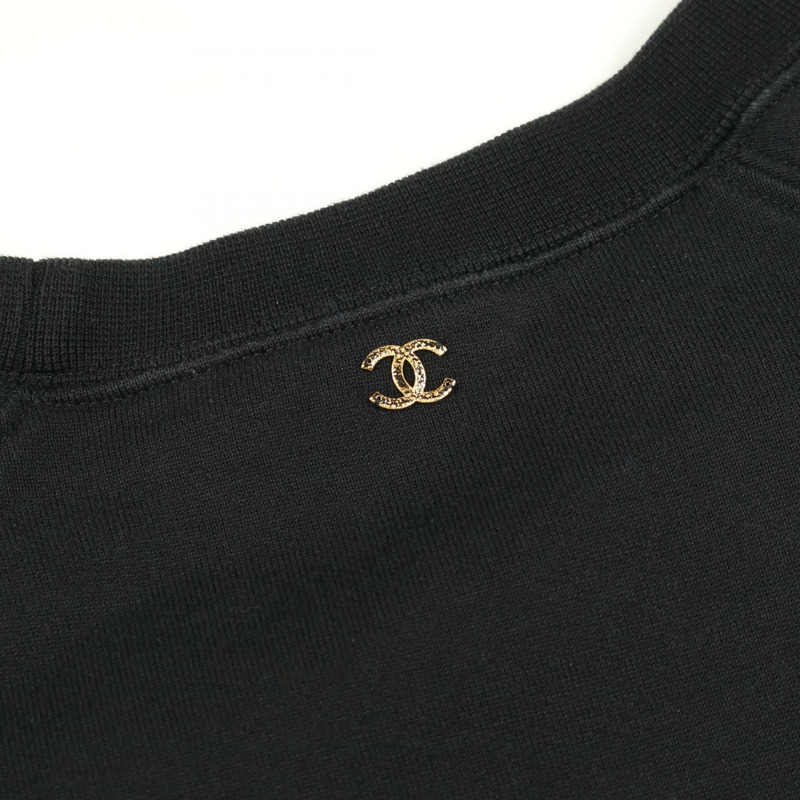 香奈兒 COCO 標誌 T 卹 XS 碼 P57840K07626 18C 棉 黑色 金色 二手 女款-12