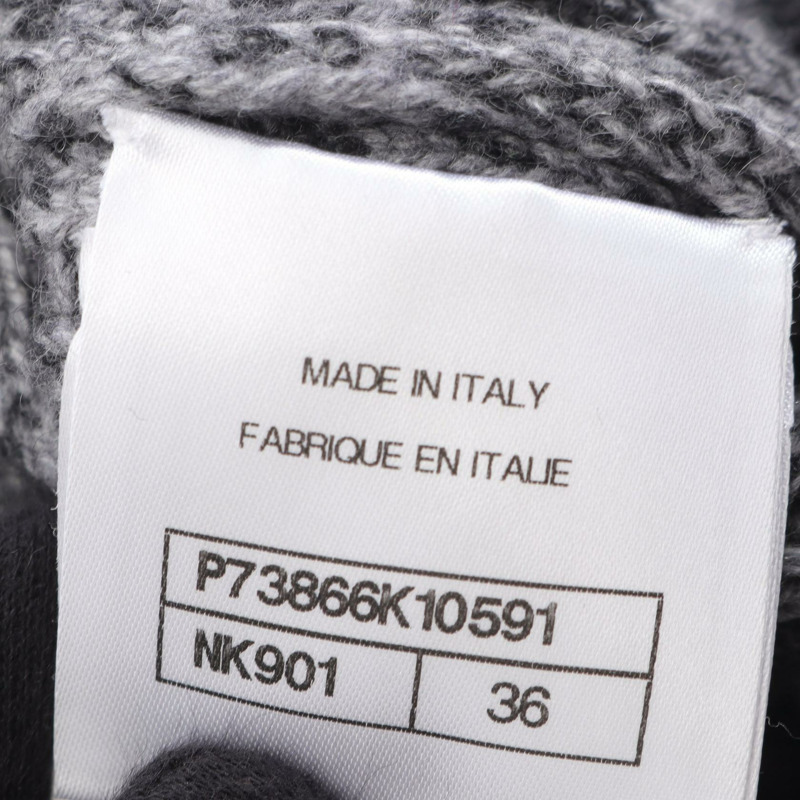 香奈兒 COCO 標誌紐扣開襟針織衫 #36 P73866K10591 羊絨灰色 二手-3
