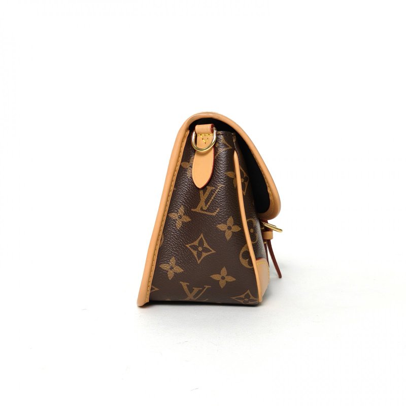 LOUIS VUITTON Diane法棍包24可拆卸黑紫寬肩帶老花PVC晶片肩背包-3