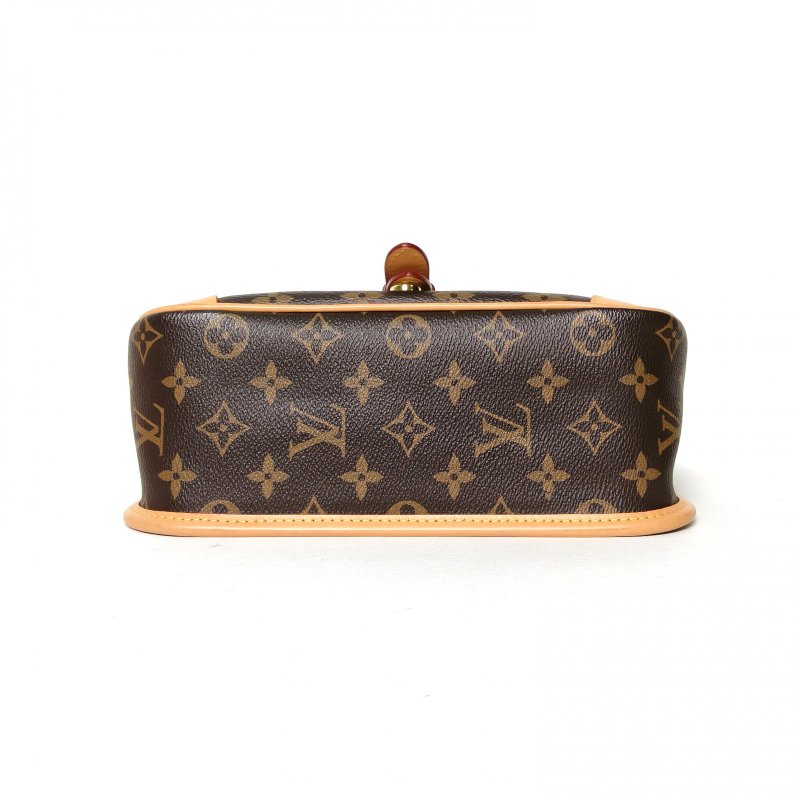LOUIS VUITTON Diane法棍包24可拆卸黑紫寬肩帶老花PVC晶片肩背包-4