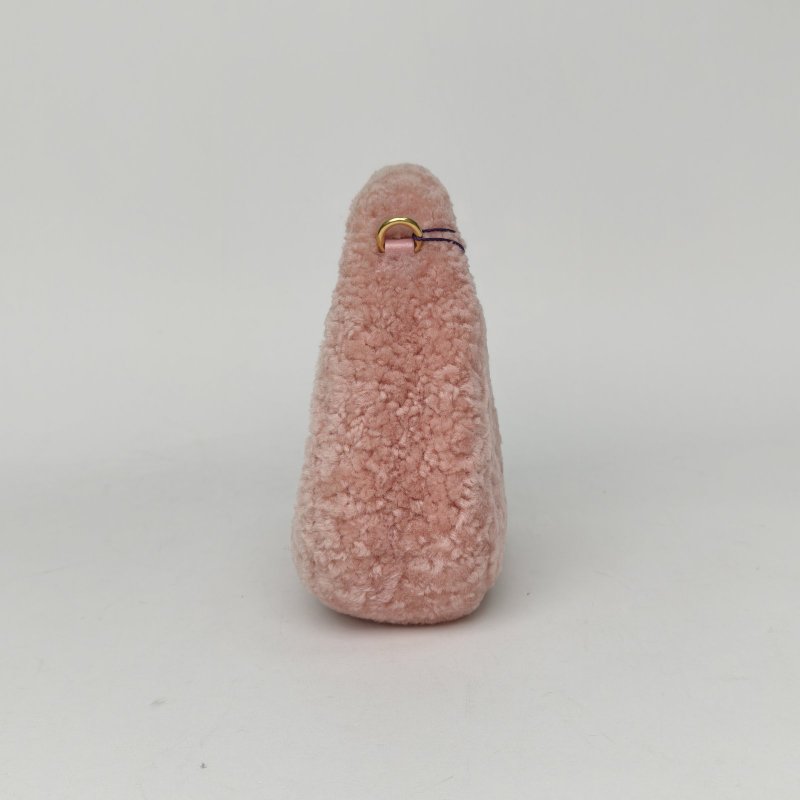 MIU MIU 粉色毛呢MiniWander手提包Hobo腋下包肩背包-3