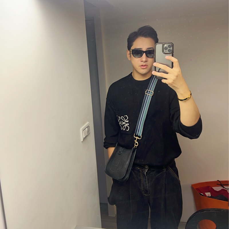 🐴Hermes 愛馬仕 Mini evelyne 經典黑金配色  搭配價值3萬的編織背帶 #讓藏 買到賺到 #正常使用 #再送一條編織背帶可以搭配使用🐴 #附上原廠防塵套-1