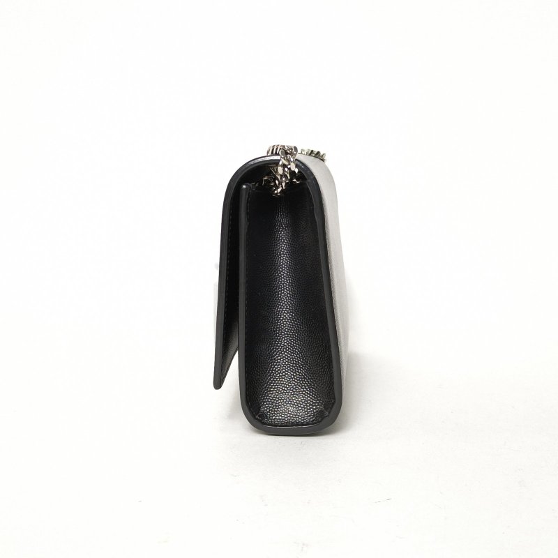 SAINT LAURENT KATE小號20荔枝皮黑色牛皮銀扣肩背包-1