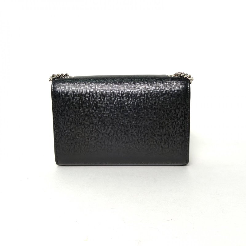 SAINT LAURENT KATE小號20荔枝皮黑色牛皮銀扣肩背包-2